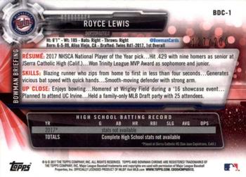 2017 Bowman Draft - Chrome Bowman 70th Logo #BDC-1 Royce Lewis Back