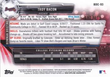 2017 Bowman Draft - Chrome Bowman 70th Logo #BDC-93 Troy Bacon Back