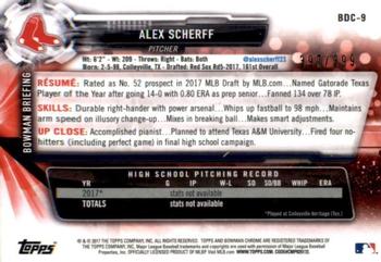 2017 Bowman Draft - Chrome Sky Blue Refractor #BDC-9 Alex Scherff Back