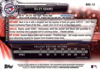 2017 Bowman Draft - Chrome Sky Blue Refractor #BDC-13 Riley Adams Back