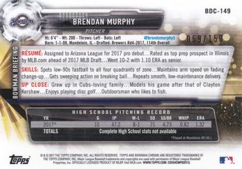 2017 Bowman Draft - Chrome Blue Refractor #BDC-149 Brendan Murphy Back