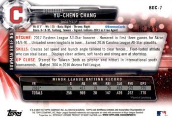 2017 Bowman Draft - Chrome Green Refractor #BDC-7 Yu-Cheng Chang Back