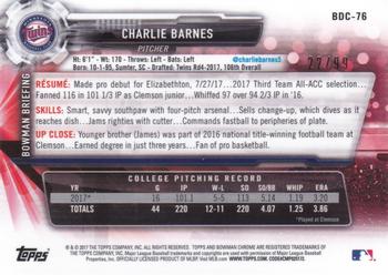 2017 Bowman Draft - Chrome Green Refractor #BDC-76 Charlie Barnes Back