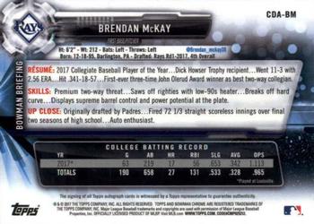 2017 Bowman Draft - Chrome Draft Pick Autographs #CDA-BM Brendan McKay Back