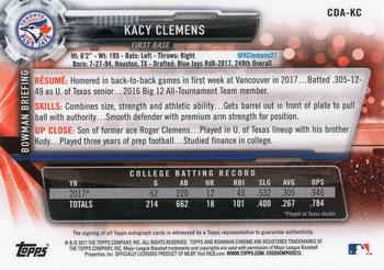 2017 Bowman Draft - Chrome Draft Pick Autographs #CDA-KC Kacy Clemens Back