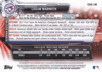 2017 Bowman Draft - Chrome Draft Pick Autographs #CDA-LW Logan Warmoth Back