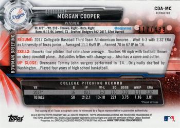 2017 Bowman Draft - Chrome Draft Pick Autographs Refractor #CDA-MC Morgan Cooper Back