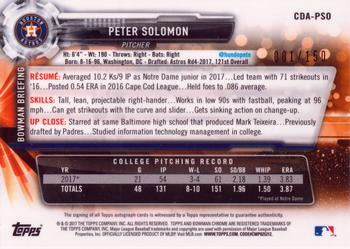 2017 Bowman Draft - Chrome Draft Pick Autographs Blue Refractor #CDA-PSO Peter Solomon Back