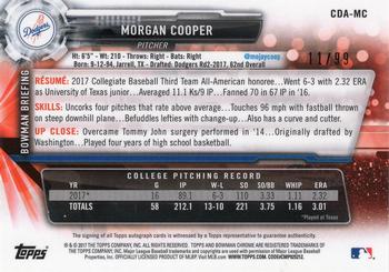 2017 Bowman Draft - Chrome Draft Pick Autographs Green Refractor #CDA-MC Morgan Cooper Back