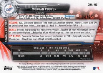 2017 Bowman Draft - Chrome Draft Pick Autographs Black Refractor #CDA-MC Morgan Cooper Back