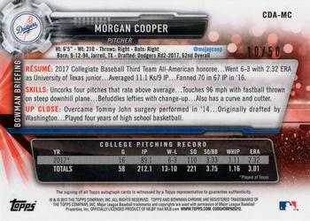 2017 Bowman Draft - Chrome Draft Pick Autographs Gold Refractor #CDA-MC Morgan Cooper Back