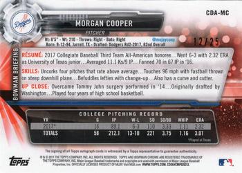2017 Bowman Draft - Chrome Draft Pick Autographs Orange Refractor #CDA-MC Morgan Cooper Back