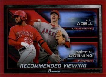 2017 Bowman Draft - Recommended Viewing Red Refractor #RV-LAA Jo Adell / Griffin Canning Front