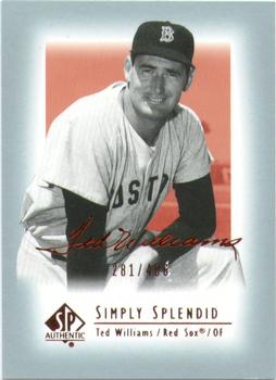 2003 SP Authentic - Simply Splendid #TW3 Ted Williams Front