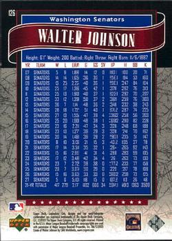 2003 SP Legendary Cuts #126 Walter Johnson Back