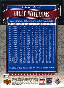 2003 SP Legendary Cuts #12 Billy Williams Back