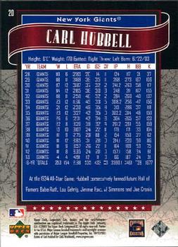 2003 SP Legendary Cuts #20 Carl Hubbell Back