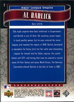 2003 SP Legendary Cuts #2 Al Barlick Back