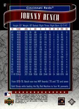 2003 SP Legendary Cuts #67 Johnny Bench Back