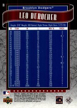 2003 SP Legendary Cuts #81 Leo Durocher Back
