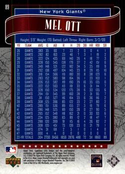 2003 SP Legendary Cuts #89 Mel Ott Back