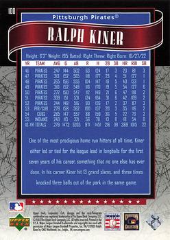 2003 SP Legendary Cuts #100 Ralph Kiner Back