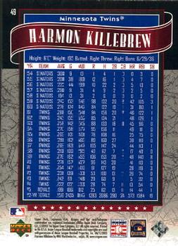 2003 SP Legendary Cuts #49 Harmon Killebrew Back