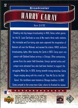 2003 SP Legendary Cuts #52 Harry Caray Back