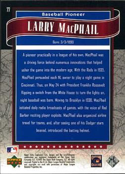2003 SP Legendary Cuts #77 Larry MacPhail Back