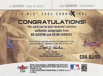 2004 Fleer E-X - ConnExions Dual Autograph #CDA-BJ/DS Bo Jackson / Deion Sanders Back