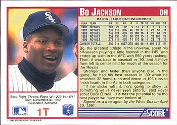 1991 Score Rookie & Traded #1T Bo Jackson Back