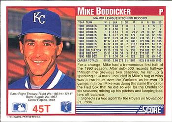 1991 Score Rookie & Traded #45T Mike Boddicker Back