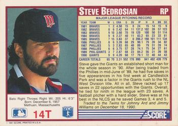 1991 Score Rookie & Traded #14T Steve Bedrosian Back
