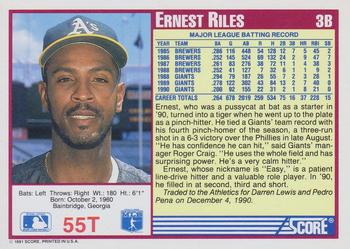 1991 Score Rookie & Traded #55T Ernest Riles Back
