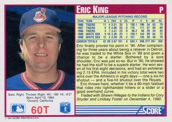 1991 Score Rookie & Traded #60T Eric King Back