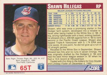 1991 Score Rookie & Traded #65T Shawn Hillegas Back