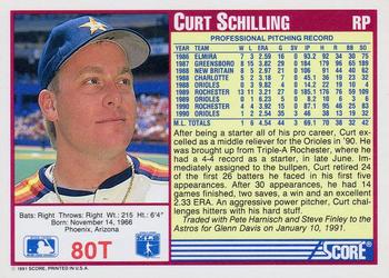 1991 Score Rookie & Traded #80T Curt Schilling Back