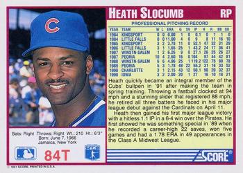 1991 Score Rookie & Traded #84T Heathcliff Slocumb Back