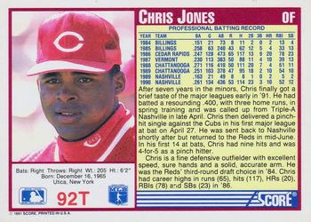 1991 Score Rookie & Traded #92T Chris Jones Back