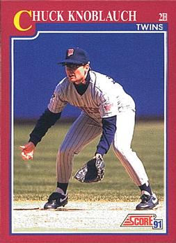 1991 Score Rookie & Traded #93T Chuck Knoblauch Front