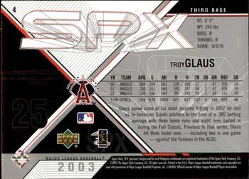 2003 SPx #4 Troy Glaus Back