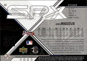 2003 SPx #12 Greg Maddux Back