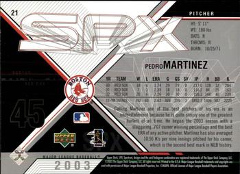2003 SPx #21 Pedro Martinez Back