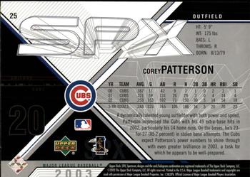 2003 SPx #25 Corey Patterson Back