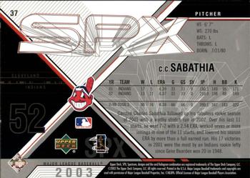 2003 SPx #37 CC Sabathia Back