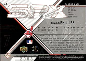 2003 SPx #40 Brandon Phillips Back