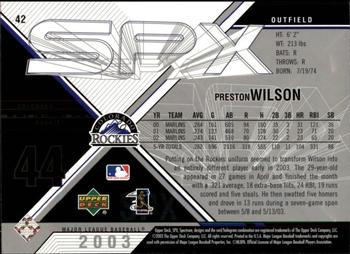 2003 SPx #42 Preston Wilson Back