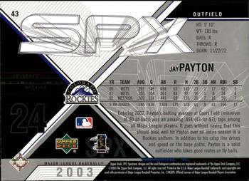 2003 SPx #43 Jay Payton Back