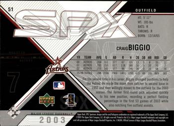 2003 SPx #51 Craig Biggio Back