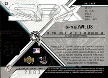 2003 SPx #53 Dontrelle Willis Back